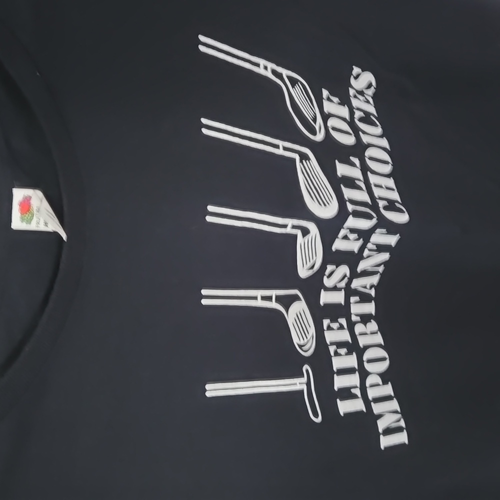 Fruit Of The Loom Black Graphic T-Shirt with Golf Design - Picture 5 of 8